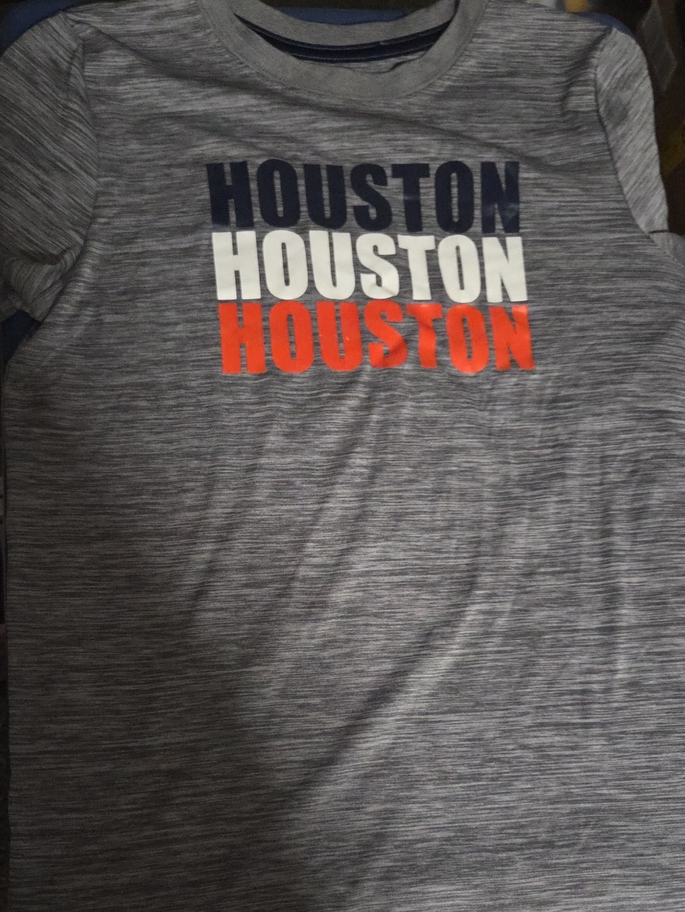 Boys Grey 'Houston' Graphic Tee with Navy, White & Orange Logo